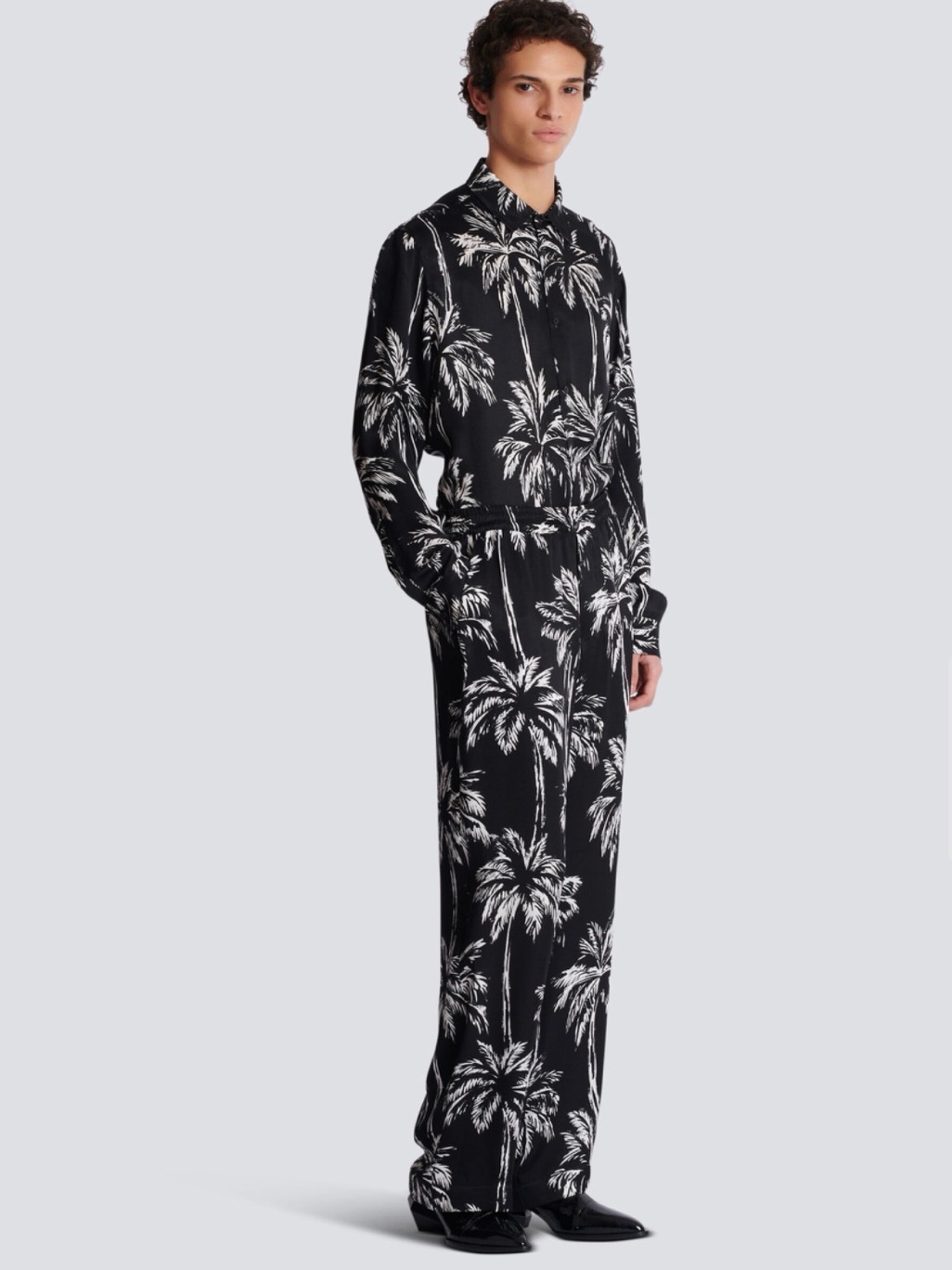 Balmain Palm Print Satin Pyjama Trousers
